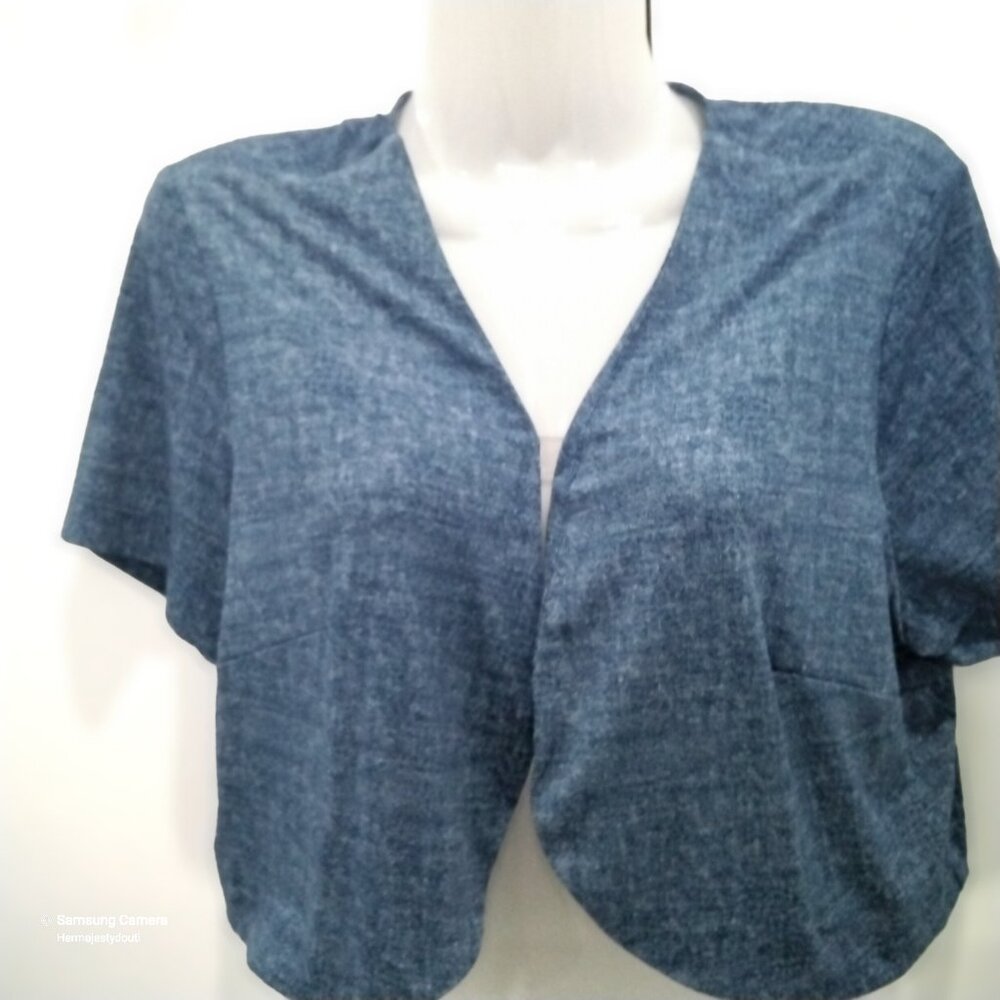 Perceptions New York Short Sleeve Lightweight Stretch Denim Shrug Bolero NWT 10